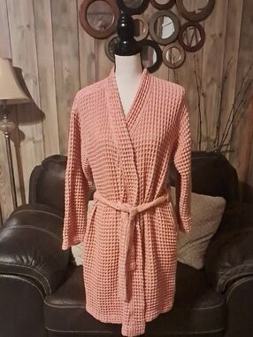 Happy Place Organic Cotton Waffle Bath Robe Size S Loungewear Comfy Soft